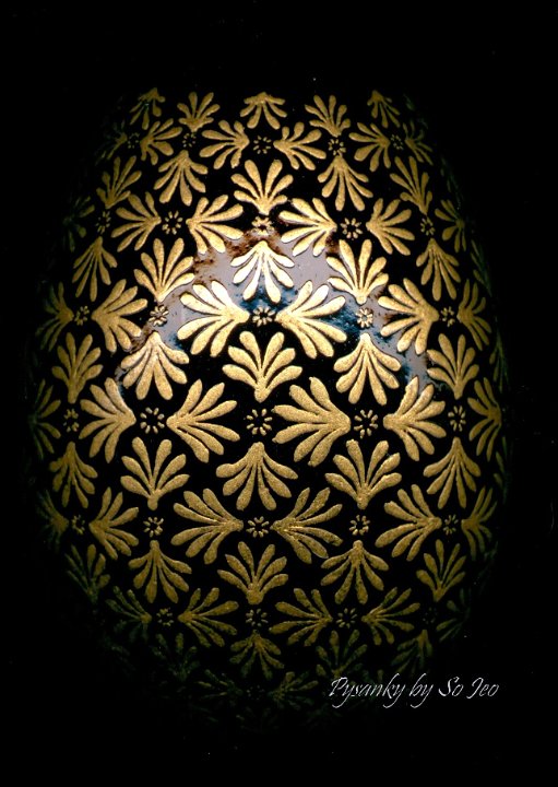 Golden Leaves Chiyogami Ukrainian Style Easter Egg Pysanky By So Jeo